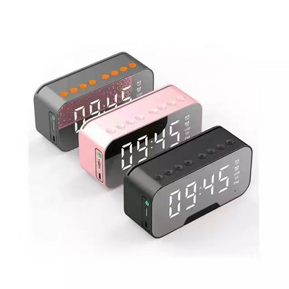 Alarm clock Bluetooth speaker radio with mobile phone holder card slot, portable mirror small speaker