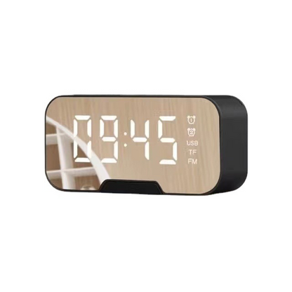 Alarm clock Bluetooth speaker radio with mobile phone holder card slot, portable mirror small speaker