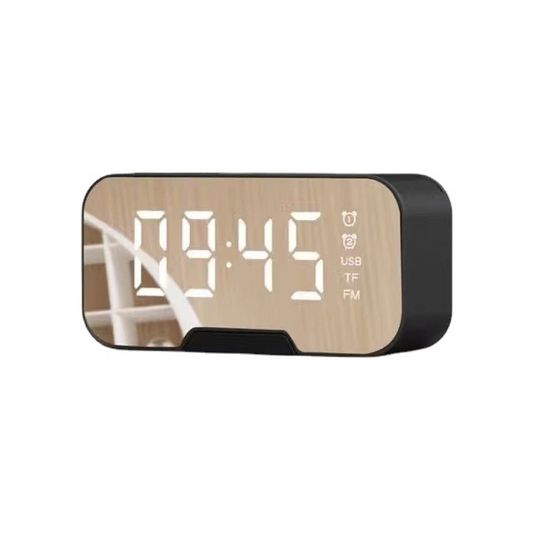 Alarm clock Bluetooth speaker radio with mobile phone holder card slot, portable mirror small speaker