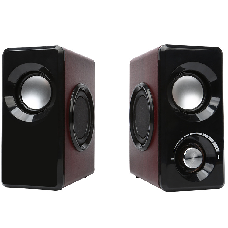 Wooden wired high power multimedia desktop computer speakers