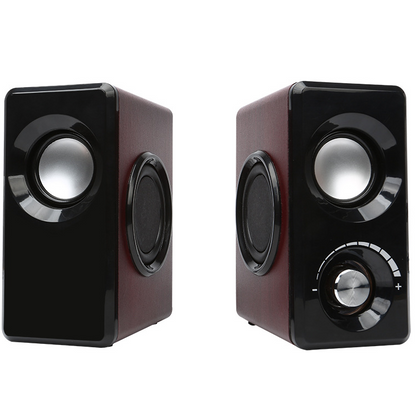 Wooden wired high power multimedia desktop computer speakers
