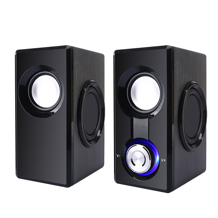 Wooden wired high power multimedia desktop computer speakers