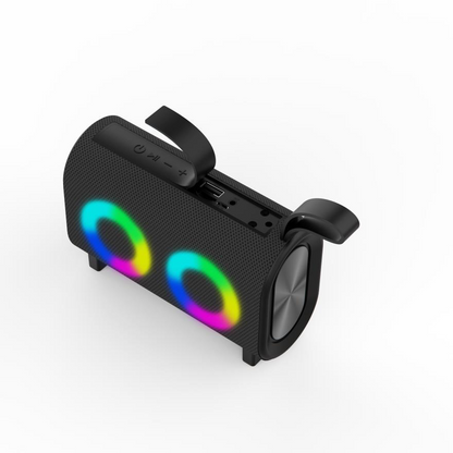 New button card plug-in RGB light mini creative speaker, portable fabric Bluetooth speaker