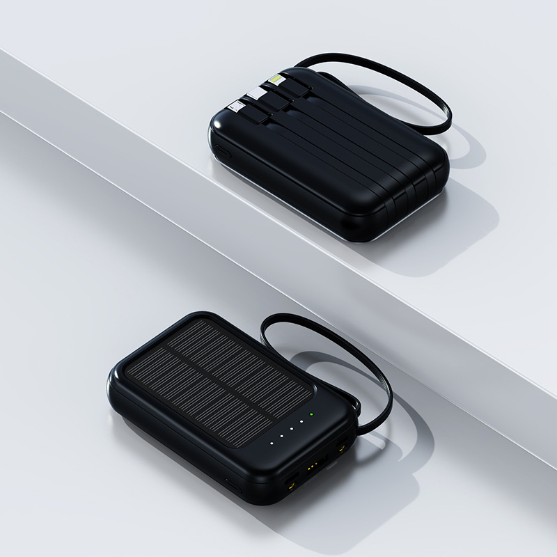The first batch of self-contained four-wire 20000 mAh solar charger, large-capacity shared mini portable mobile power bank