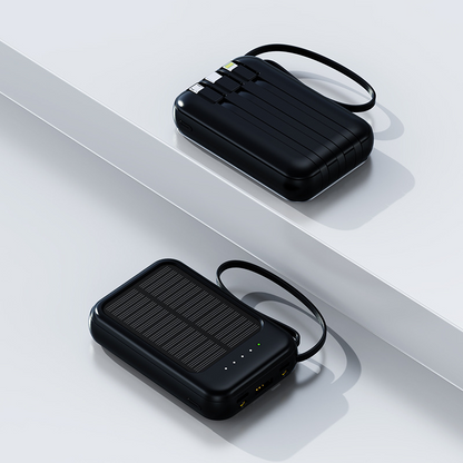 The first batch of self-contained four-wire 20000 mAh solar charger, large-capacity shared mini portable mobile power bank