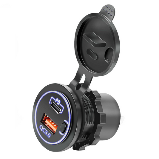 Hot selling car, motorcycle and ship modified onboard charger PD+QC3.0 fast charge TPYE-C modified charger