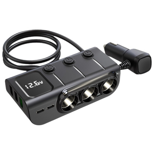 Car mobile phone charger fast charging car voltage digital display one to eight extended multi-port charging