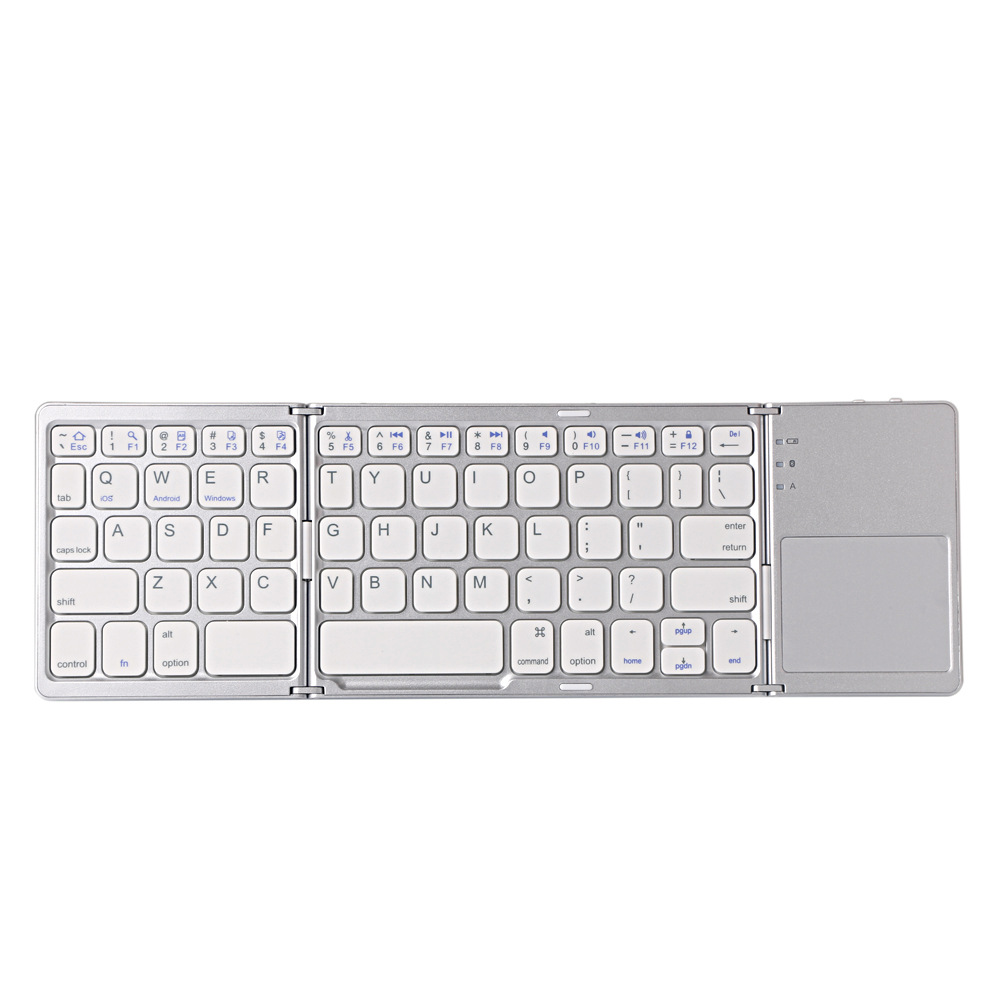 Foldable Keyboard B033 Wireless Mini Triple Folding C-Port Bluetooth Keyboard with Touchpad Keyboard